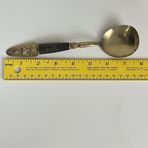 Vintage 9pc Samran Thailand Bronze Wood Serving Set Cake, Spoons, Appetizers 60s - Picture 8 of 12